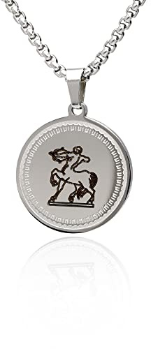 LaraZeidler Berlin Sternzeichen Kette individuelle Namen Datum Gravur auf der Rückseite für Damen und Herren Edelstahl mit Tierkreis Sternbild Zodiac Anhänger Schütze