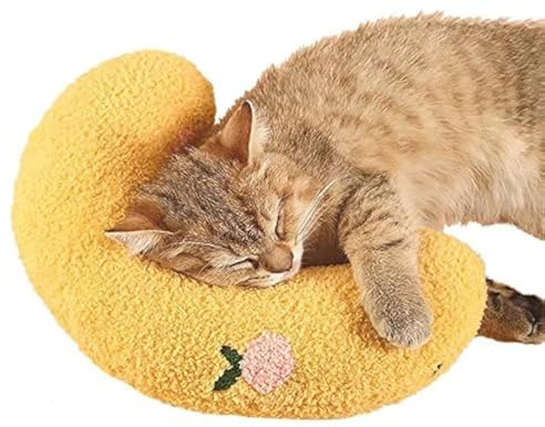 Les Arbres Fair Little Pillow for Cats, Ultra Soft Fluffy Pet Calming Toy Half Donut Cuddler for Joint Relief Sleeping Improve Machine Washable