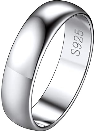 Suplight Anillo Hombre Plata de Ley 925 Banda Ancha 5mm Liso Anillos Minimalistas de Mujeres Talla 25 de Pieles Sensibles