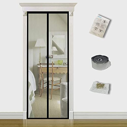 TQFlow Zanzariera Magnetica per Porte 100 x 220 cm,Tenda Zanzariera Porta Finestra Calamite,Anti Insetti Zanzare Traspirante Chiusura Automatica Facile da Installare per Balcone Soggiorno,Nero