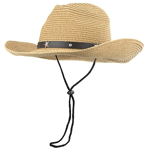 CaySep Straw Cowboy Hats for Toddler Girls Boys Summer Sun Hat Belt Buckle Cowgirl Western-Hat for Kid 2-4 Years (as8, Age, 2_Years, 4_Years, Khaki, 52cm/Fit for 2-4 Years Old)