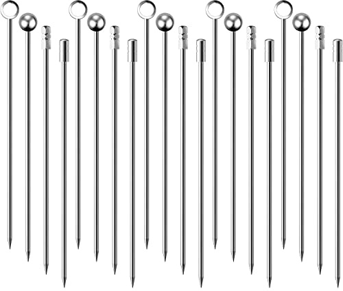 Cocktail Picks Stick, 20Pcs Stainless Steel Martini Picks, Party Supplies Reusable Metal Cocktail Skewers Olives Appetizers Bloody Mary Drinks
