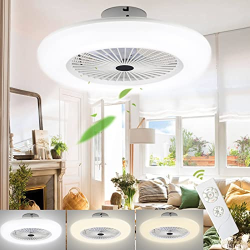Daromigo Deckenventilator mit Beleuchtung, 2 Stück 80W Leise Deckenleuchte Fan Licht mit Fernbedienung und Timer, 3 Farbtemperatur Einstellbare Windgeschwindigkeit, für Wohnzimmer