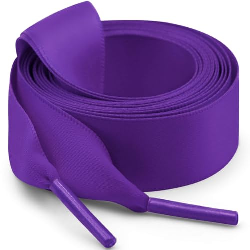 WEGOODZF Satinband skosnören: 2 cm breda platta skosnören i silke för kvinnor flickor 2 par ersättningsskosnöre för träningsskor stövlar sneakers, 13 Djuplila, 47.2''(120cm)