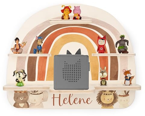 Kidsmood - Tonie Regal mit Namen – Wandregal für Toniebox 1 & Figuren | Abgerundete Ecken & Kanten Inkl. Metallplättchen für Tonie Hörfiguren | Kinderzimmer Regal für Mädchen & Jungen