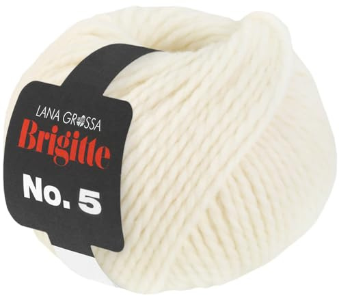 LANA GROSSA Brigitte Nr.5 | 2-fach verzwirntes Merino-Dochtgarn | Handstrickgarn aus 100% Schurwolle (Merino extrafein) | 50g Wolle zum Stricken & Häkeln | 75m Garn FB 1