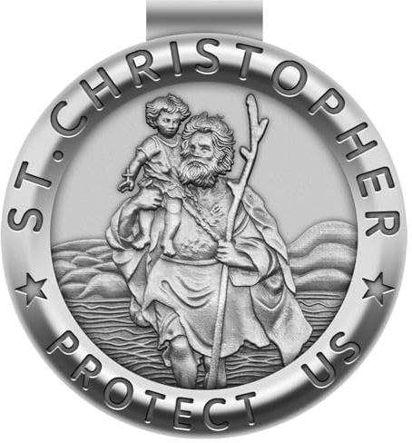 Anwlki Heiligen Christophorus Medaille für Auto Heiliger Christophorus Visier Clip Zubehör Segen Fahren Sicherheit Komm Gut Heim Religiöses Geschenk für Fahrer, Eltern, Familie, Freund