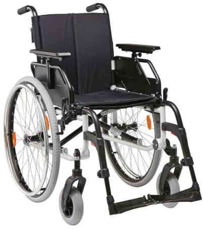 FabaCare Rollstuhl Caneo-S, Leichtgewichtrollstuhl aus Aluminium, Alu Transportrollstuhl faltbar, Faltrollstuhl, Standardrollstuhl, Leichtrollstuhl höhenverstellbar, bis 130 kg, Sitzbreite: 51 cm