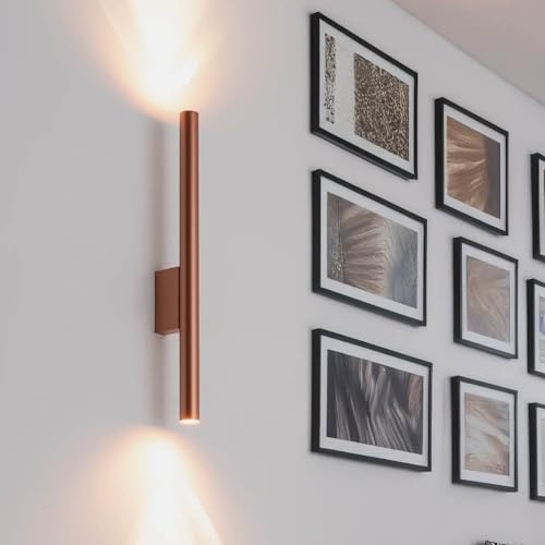 Wandlampe innen Up Down 40 cm hoch B: 2,5 cm schmal inkl. 2x LED G9 in Kupfer indirektes Licht Modern Metall Wandleuchte Wohnzimmer Flur