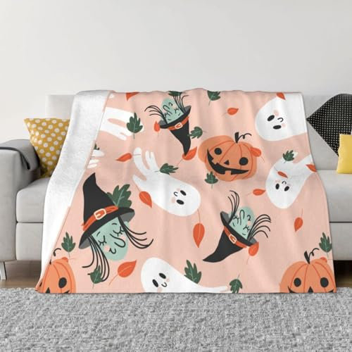 SJSXWQN Kuscheldecke Rosa Halloween Kuscheldecke Flauschig für Couch und Bett Weich Warme Mikrofaser Wohndecke Fleecedecke als Tagesdecke Sofadecke Couchdecke - 150x200 cm