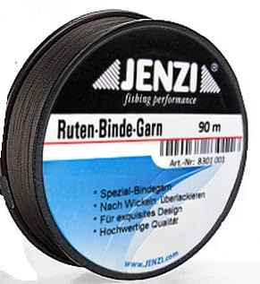 1 Spule Bindeseide, 90 m, gelb/Chartreuse, rot, grün oder schwarz von Jenzi+ gratis Petri Heil! Aufkleber