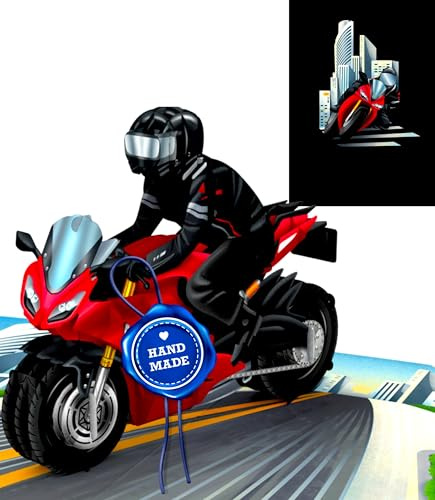 Liebessa - 3D Motorrad Bike Karte, Grußkarte, Gutschein, Lustige Geburtstagskarte für Männer, Motorradführerschein, Geldgeschenk für Motorradzubehör