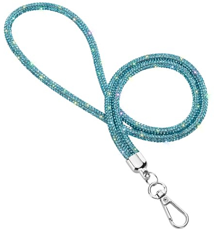 Soleebee Handykette Universal zum Umhängen- Handyband mit Bling Strass, Damenkette Schlüsselband, Handy Kette zum Umhängen kompatibel mit jeden Smartphones (Seeblau)