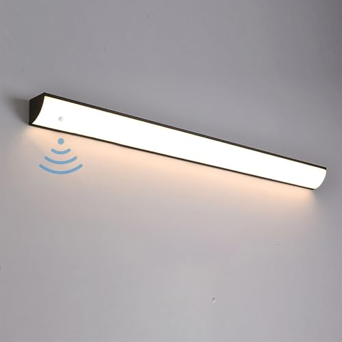 GZZBMY Lange Außenwandleuchten mit Bewegungsmelder LED Wandlampe Aussen Wasserdicht IP65 Außenlampe Acryl Wandleuchte Wand Schwarz Aussenlampe für Terasse Garden Korridor Balkon (30cm,Warmes Licht)