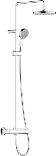 HANSA HANSABASIC Regenbrause-Duscharmatur, Brausegarnitur, chrom, 55350110 | Duscharmatur Komplettset, schwenkbare Regendusche 200 mm, Duschkopf mit Schlauch und wasserführender Duschstange