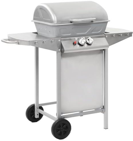 Tidyard Barbecue à gaz avec 2 Zones de Cuisson Acier Argenté