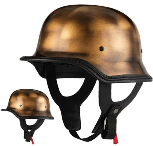 Offenem Motorrad Helm, Retro Deutsche Halbhelm, DOT/ECE-Zugelassen Antikollisions-Schutzhelm, Rollerhelm für Erwachsen Damen Herren, für Bike Scooter C,M(57-58CM)