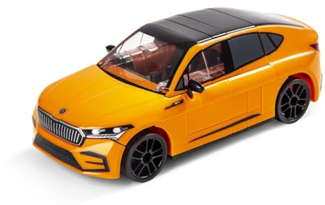 Skoda 6U0087558A Bausatz Modellauto ENYAQ RS COUPÉ Bausteine Spielzeug Modell, Maßstab 1:35, orange