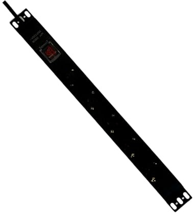 Base PDU 5 vías con separación, compatible con rack 19, ideal para distribución de energía en servidores y equipos electrónicos.