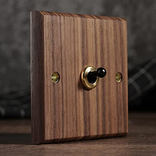 interruptor de luz, Interruptor de luz oculta, luz de palanca de lujo, interruptor de luz de pared Simple de madera maciza for el hogar, interruptor hecho a mano tipo pared 86(1 Gang)