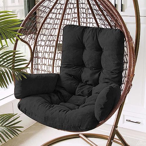 LUYAYW Hängesessel Kissen, Garten Polster, Auflage für Hängeschaukel, Hängekorb Sitzkissen, Waschbar Schaukelstuhl Sitzkissen Hängestuhl Sitzauflage(Schwarz)