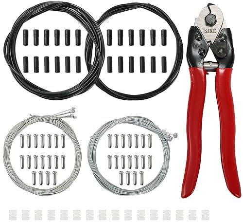 Nagpew 91 Pieces Bike Cable Kit, Bicycle Shift Brake Cable with Cutter End Caps, Stainless Steel Bike Shifter Cable Housing Brake Cable Housing for Road Bike Mountain Bicycle