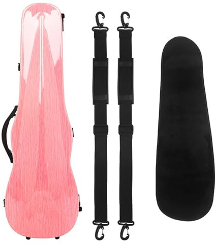 Geigenkasten 4/4 Violinenkoffe Kohlefaser-Geigenkoffer Ultraleichter Rucksack-Geigenkoffer Mit Hygrometer(Pink)