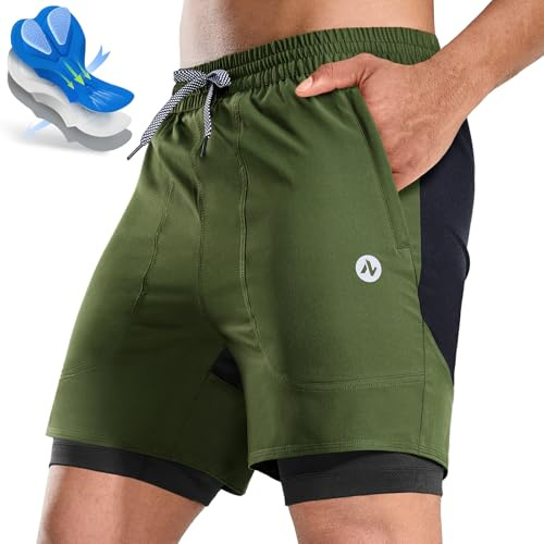 Nepest Mountainbike Hose Herren Kurz 2-in-1 MTB Hose 4D Polster, Locker | Radlerhose Herren, MTB Shorts Gepolstert 4D, Relaxed Fit, Atmungsaktiv, Taschen, Schnelltrocknend, MTB Shorts, Rennrad