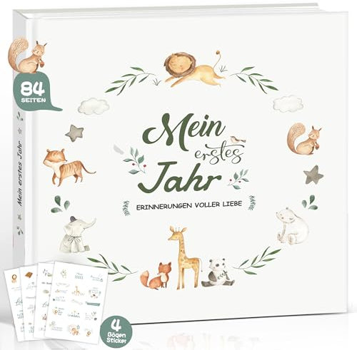 Babyalbum mein erstes Lebensjahr Babytagebuch | Babys erstes Jahr Buch ab 0 Monaten Baby Mädchen Junge Erstausstattung Neugeborene Geschenk | Babybuch Erinnerungsbuch Fotoalbum dein erstes Jahr Löwe