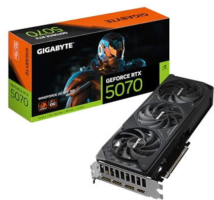 GIGABYTE Tarjeta gráfica GeForce RTX 5070 WINDFORCE OC SFF 12G, 12GB 192-bit GDDR7, PCIe 5.0, sistema de refrigeración WINDFORCE, tarjeta de video GV-N5070WF3OC-12GD