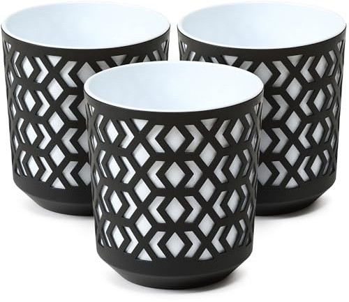 KONZEPT Blumentopf klein, Übertopf Ø 14cm, 3er Pflanzentopf Set für Zimmerpflanzen aus Plastik