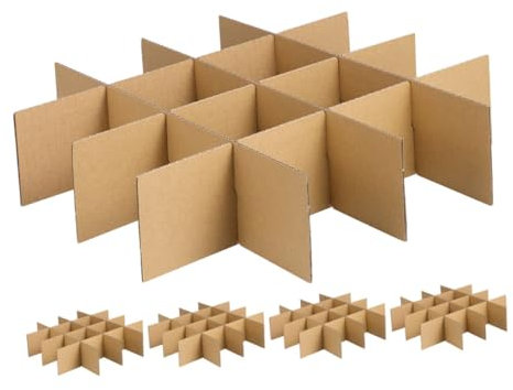 PartyKindom 5pcs Cardboard Box Dividers for Shipping Boxes 335x335x80mm Small Grid 82x82x80mm Protective Moving Divider Kits for Glassware and Dish Packing