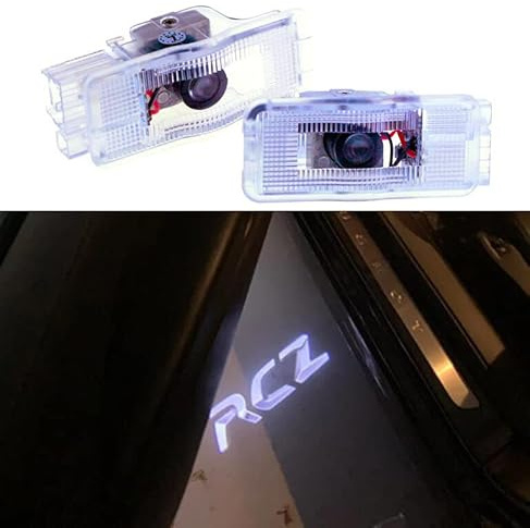 Duleutgnu 2pcs Car Door Logo Door Lighting LED Welcome Logo Projector Light 3D Door Lights Ghost Shadow Lamp for Peugeot (For RCZ Glass Lens) (Glass Lens)