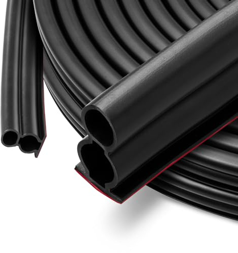 SUNWERK Türdichtung Dichtungsband Flexibel, 10mmx15mm Gummidichtung Türrahmen Selbstklebend Wasserdicht, Dichtungsband Fenster Tür Door Seal Dichtungsstreifen Dichtungsgummi(Schwarz,6.2M)