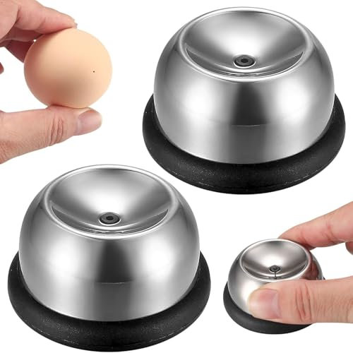 2 Stück Eierpiekser aus Edelstahl, 5,7 cm Durchmesser, 3 cm Höhe, mit Antirutsch-Basis