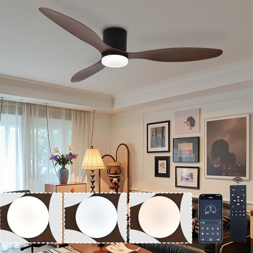 Caunmar Ceiling Fans with Lights and Remote Quiet Fan Lights Ceiling for Bedroom Stepless Dimming Modern Ceiling Light with Fan Timer Reversible DC Motors 6 Speed for Living Room, Dining Room 42
