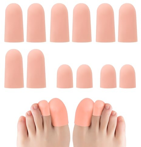 16 Pcs Gel Toe Protectors, Toe Cover Protector for Men & Women Running, Walking, Prevent Toes Friction Injury (Flesh Pink, 2 Sizes)
