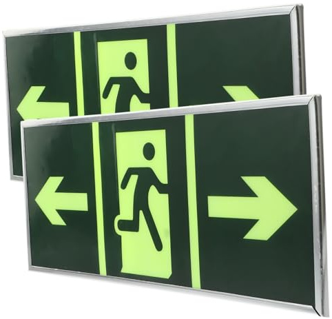 PENIKOKO 2 Pièces Stickers Lumineux de Sortie Autoadhésifs Indicateur Évacuation Sécurisé Lumineux Signalisation de Sortie Phosphorescente pour Sol Murs et Portes