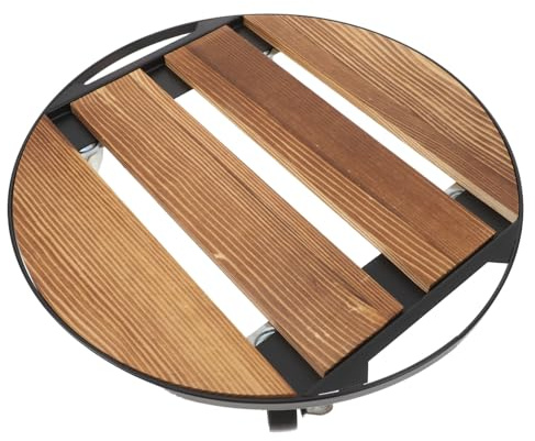 TOYZFRIENDY Supporto in Legno per Piante con Rotelle, Base Rotonda Mobile | Vasi e Fiori, Uso in Giardino E’aperto, Colore Caffè, 1 Pezzo