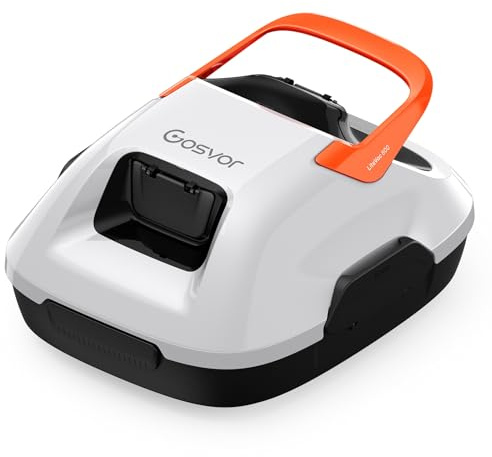 (Nuovo 2026) Gosvor Robot Limpiafondos Piscina Inalámbrico - Aspirador Piscina, 90 Min Autonomía, Autoestacionamiento, Fácil Uso, Robot Piscina para Suelo, Piscinas 80m²,Blanco y naranja