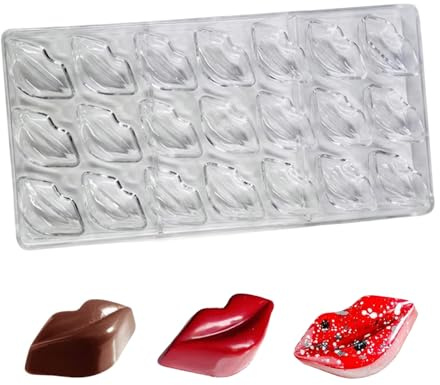 stampi cioccolatini policarbonato, Plastica Trasparente Cioccolatini Stampo, Plastica Stampo per Cioccolatini Muffa del di 21 Fori, Forma delle labbra, per cioccolatini fai da te, caramelle (A)
