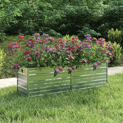 ULUYYUC Aiuola rialzata da giardino, 160 × 40 × 45 cm, in acciaio zincato, aperto, balcone/terrazza/giardino, aiuola in metallo per erbe, verdure/fiori