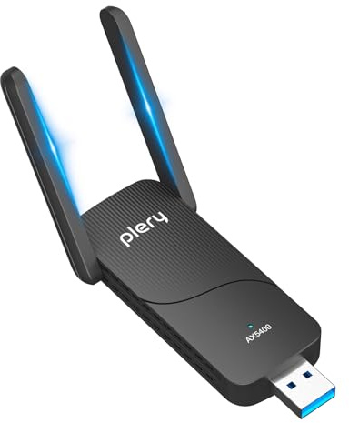 PLERY AX5400 Adaptador WiFi USB para PC, USB3.0 Tri-Banda 6/5/2,4GHz Antena WiFi PC, 2 Antenas de Alta Ganancia, Latencia Ultrabaja, MU-MIMO, OFDMA, WPA3, Compatible con Windows 11/10