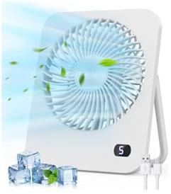 Desk Fan, 5 Speeds Small USB Fan (Non-Rechargeable), Mini Fan with Strong Airflow & Quiet Operation, 180° Rotation, Portable Desktop Fan for Office, Bedroom, Kitchens and Outdoor, White