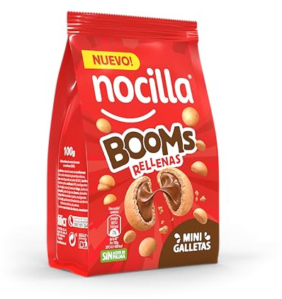 Nocilla BOOMs Rellenas, Mini Galletas con Crema de Cacao y Avellanas, Sin Aceite de Palma, 100 g