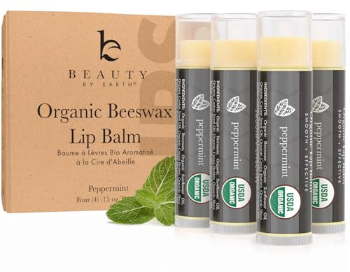 USDA Organic Peppermint Lip Balm - USA Made with Natural Ingredients, Chapstick for Dry Lips, Birthday Gifts for Her & Him, Hydrating Beauty Gifts for Women, Men, Teens & Kids, Lip Moisturizer