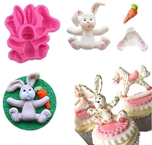 3D Rabbit Easter Bunny Silicone Mould Fondant Cake Baking Molds M116 Cupcake Tools Kitchen Accessories