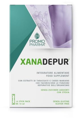 Xanadepur® Stick - Integratore Alimentare - Per favorire le funzioni depurative dell’organismo, in caso di stanchezza, gonfiore, digestione difficile - 15 stick pack da 10ml