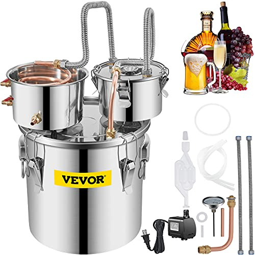 VEVOR Destilador de Agua 21 L Máquina para el Agua Destilada Casera Destilación Filtro Purificador Acero Inoxidable Destilador de Agua Water Distiller Filtro de Destilación de Agua Pura?Dos Barriles