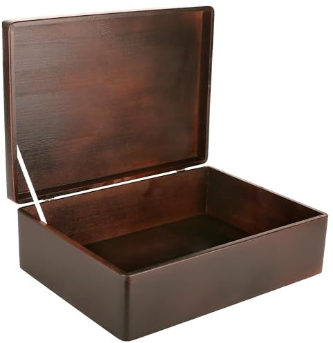 Creative Deco XL Braun Große Holzkiste mit Deckel | 40x30x14 cm (+/- 1cm) | Erinnerungsbox Baby Holzbox mit Deckel Lackiert Kasten | Für Dokumente, Spielzeuge, Weihnachten | ROH & UNGESCHLIFFEN